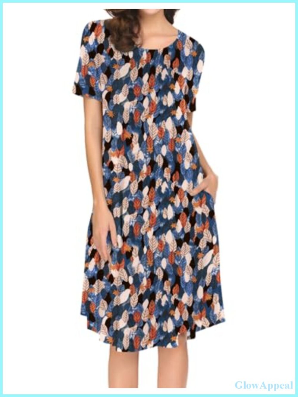 Women's Short Sleeve Pocket Swing Midi Dress Casual Loose T-Shirt Dress